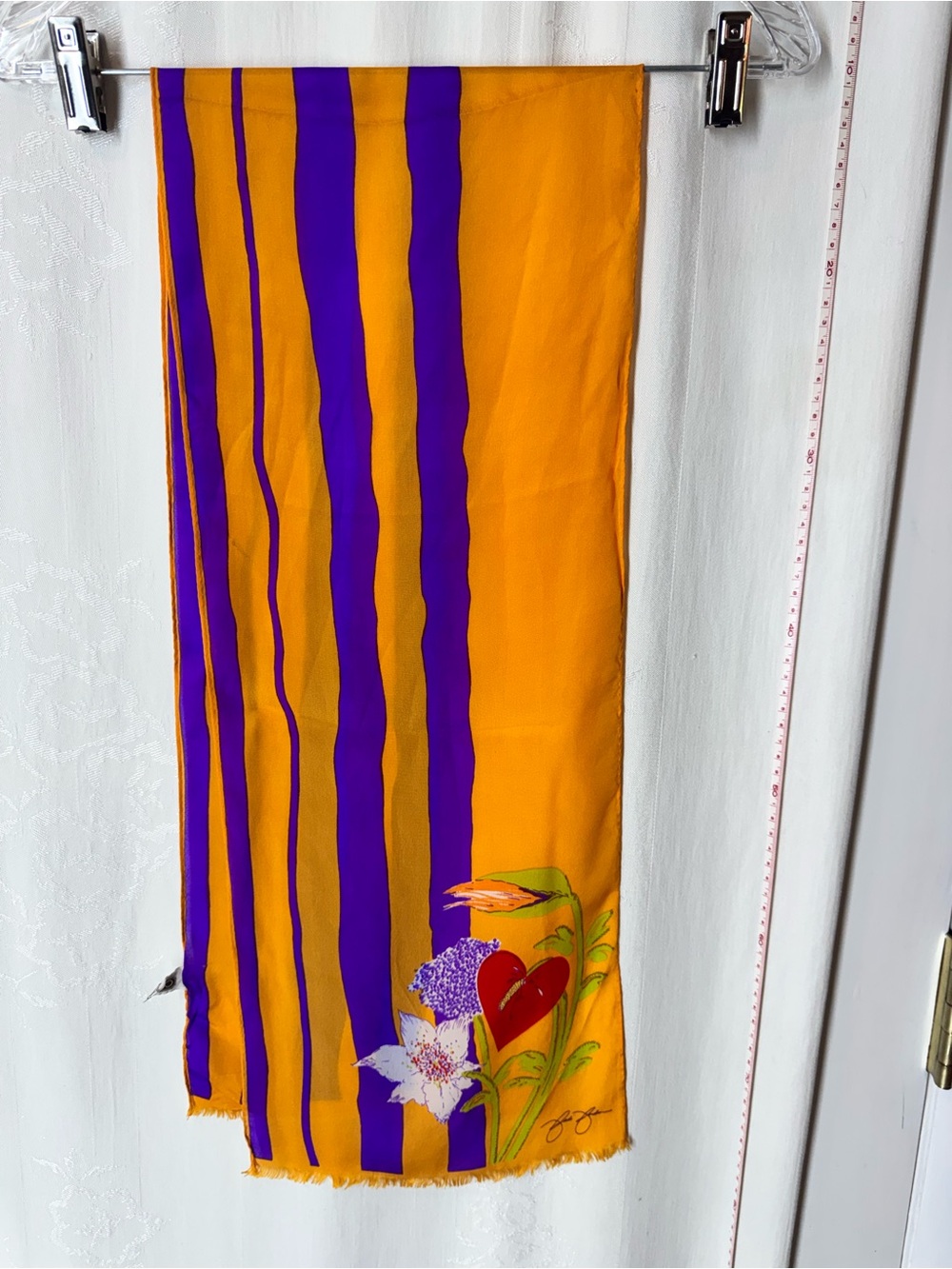 Vintage KAJO Colorblock Floral Silk Scarf